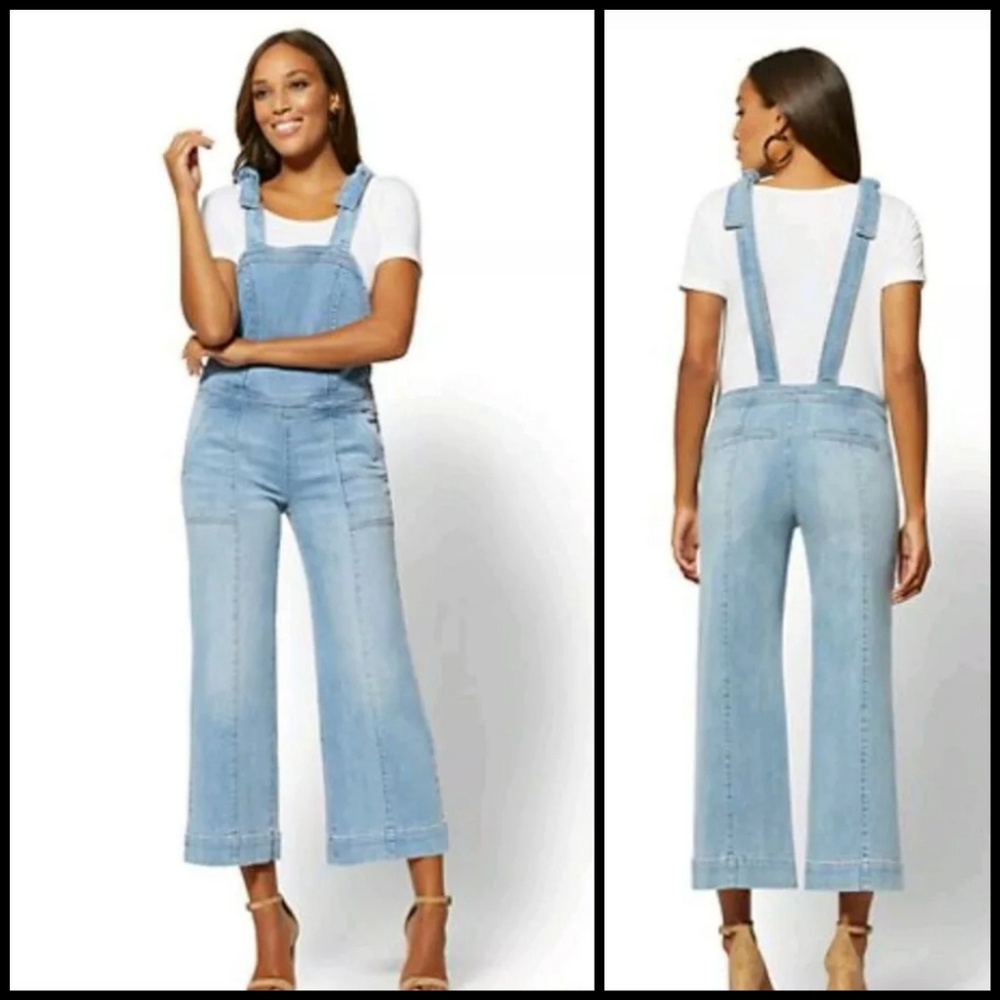 Wide Leg Stretch Bib Overalls 🌻 NY&Co LARGE NWT
